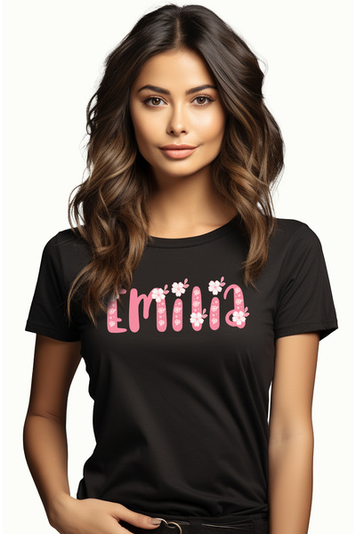 StoryGift Romania Tricou Femei Cu Numele Emilia, Flori, Colorat, Roz, Dragut,...