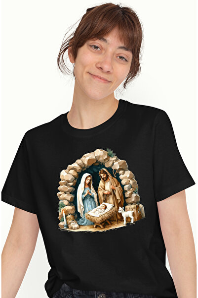 StoryGift Romania Tricou Femei cu scena Nasterii Domnului Iisus Hristos, iesl...