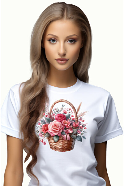 StoryGift Romania Tricou Femei cu un cos cu flori, ilustratie, trandafiri, ro...