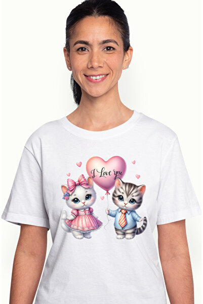 StoryGift Romania Tricou Femei cu o pisicuta si un pisoi, ilustratie, imbujor...