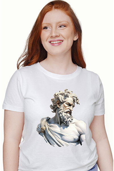 StoryGift Romania Tricou Femei cu o statuie care infatiseaza un zeu din mitol...