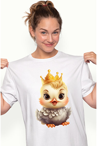 StoryGift Romania Tricou Femei cu un puisor cu coroana regala, ilustratie, ur...