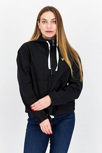 Lyle & Scott جاكيت وقميص بشعار العلامة التجارية للنساء، أسود