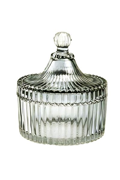 PUFO Style large glass candy box with lid, 19 cm, smoky