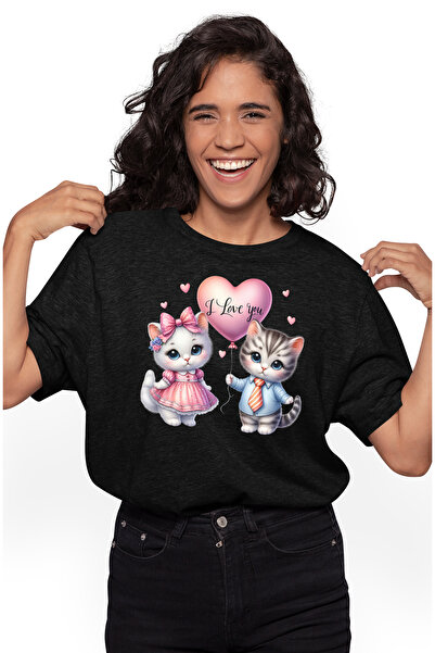 StoryGift Romania Tricou Femei cu o pisicuta si un pisoi, ilustratie, imbujor...