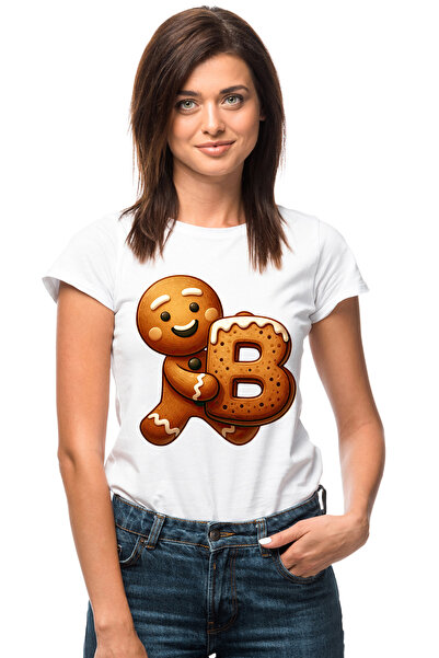 StoryGift Romania Tricou Femei cu un omulet din turta dulce care tine litera ...