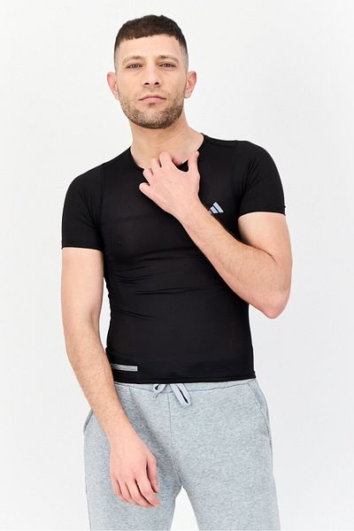 adidas Men Sportswear Fit Short Sleeves Running T-Shirt, Black