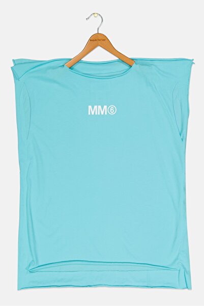 MM6 By Maison Margiela Kids Girl Cap Sleeves Brand Logo Cover Up Dress, Turqu...