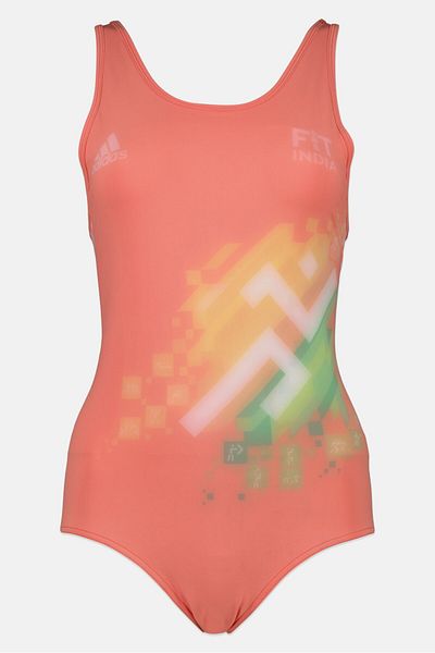 adidas Women One Piece Brand Logo Swimwear, Orange