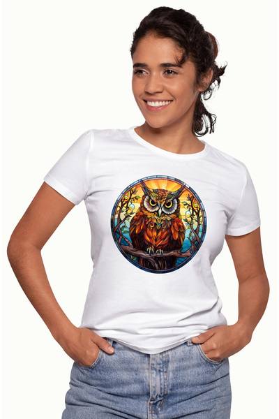 StoryGift Romania Tricou Femei cu o bufnita care are o privire furioasa, ilus...