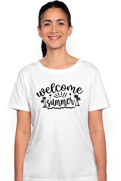 StoryGift Romania Tricou Femei cu textul in engleza "Welcome, summer" - bun-v...