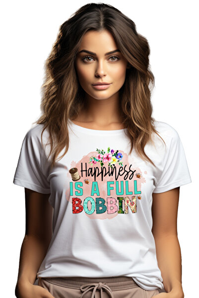 StoryGift Romania Tricou Femei cu mesajul "Happiness is a full bobbin", profe...