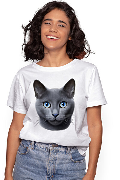 StoryGift Romania Tricou Femei cu un cap de pisica, ilustratie, serioasa, cen...