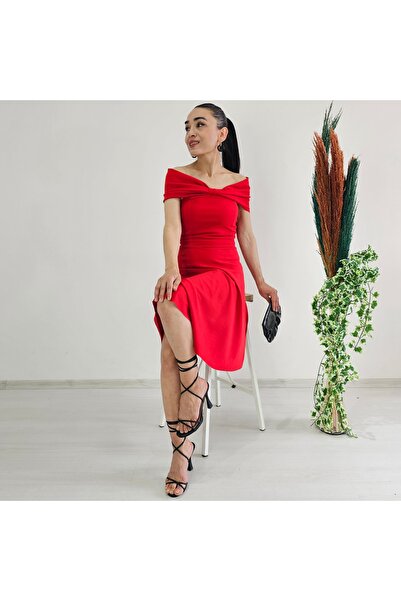 6 butik altı üstü butik Rochie crep cu detaliu pe umeri