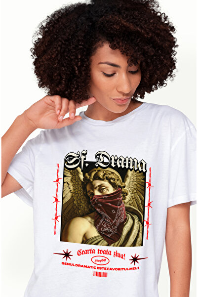 StoryGift Romania Tricou Femei Inger Femeie Cu Bandana Text Sf Drama Cearta H...