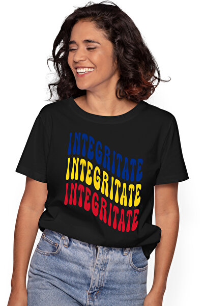 StoryGift Romania Tricou Femei Cuvantul Integritate, in Culorile Steagului Ro...