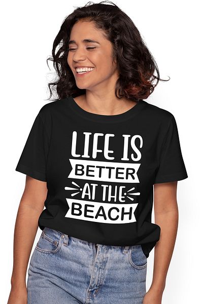 StoryGift Romania Tricou Femei pentru cei care considera ca viata e mult mai buna pe plaja - mare BLK_M