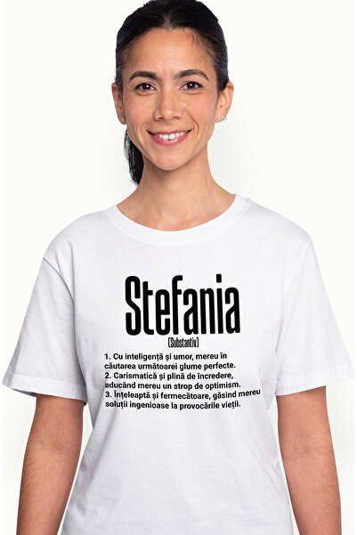 StoryGift Romania Tricou Femei Cu Numele Stefania, si Mesaj Motivational, Glu...