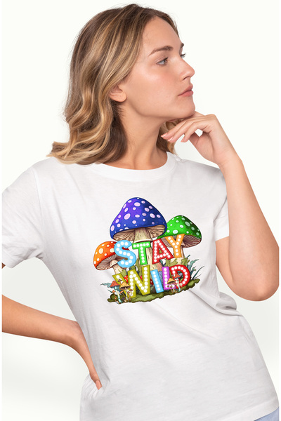 StoryGift Romania Tricou Femei cu mesajul "Stay wild", stilul hippie, cultura...