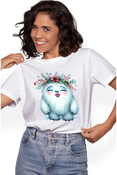 StoryGift Romania Tricou Femei cu Yeti care da un pupic, ilustratie, aprecier...