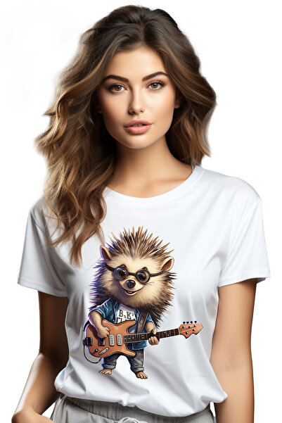 StoryGift Romania Tricou Femei cu un arici cu ochelari, ilustratie, canta la ...