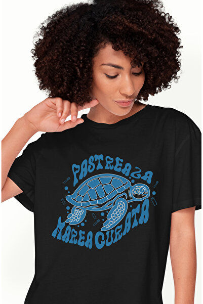 StoryGift Romania Tricou Femei pastreaza marea curata poluare broasca testoas...