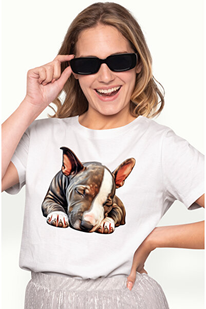 StoryGift Romania Tricou Femei cu un catel care doarme dus, ilustratie, obosi...