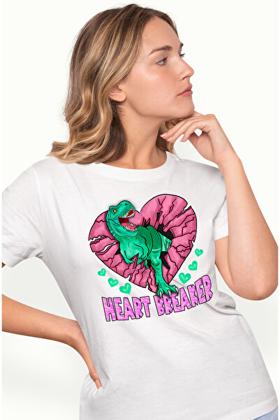 StoryGift Romania Tricou Femei cu un dinozaur iesind dintr-o inima zdrobita c...