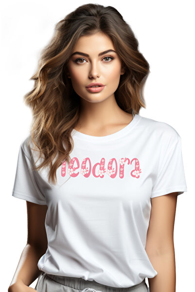StoryGift Romania Tricou Femei Cu Numele Teodora, Flori, Colorat, Roz, Dragut, cu imprimeu pe Fat WHT_XS