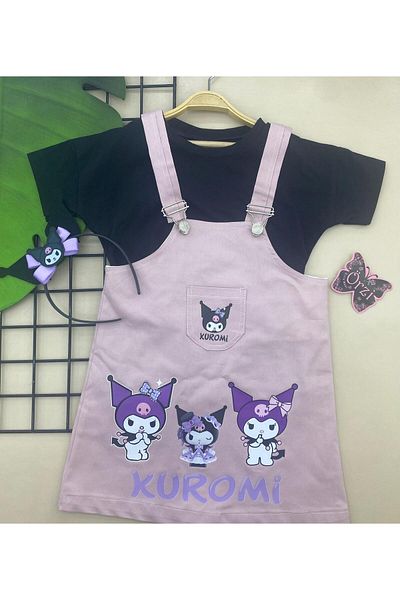 ÖRZİKİDS Kuromi Suspender Gilet Lined Short Sleeve Combed Cotton Crown with 5/8 Years Old