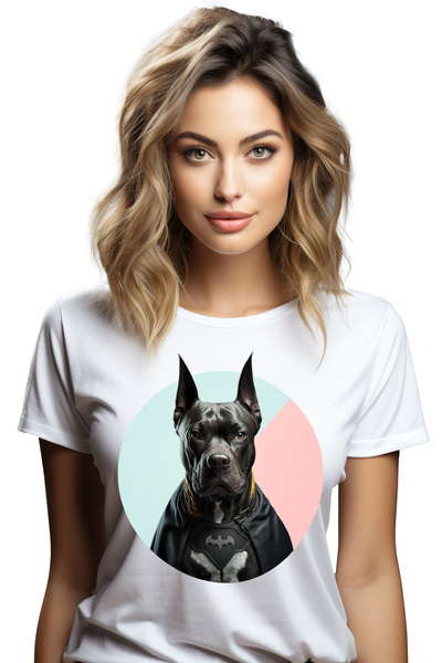 StoryGift Romania Tricou Femei cu Portret Caine Supererou, Caine in Custom de...