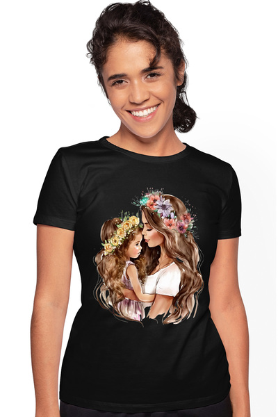 StoryGift Romania Tricou Femei cu o mama care isi tine fetita in brate, ilust...