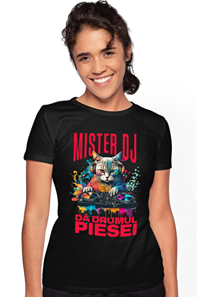 StoryGift Romania Tricou Femei mister dj. da drumul piesei motan pisica distr...