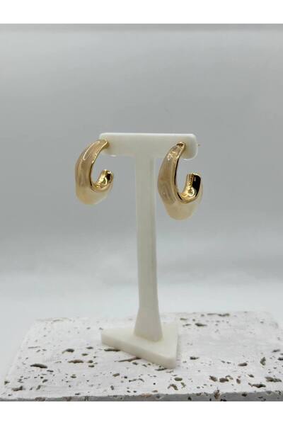 lysiaaccessory Reçine Detaylı Gold Tasarım Küpe