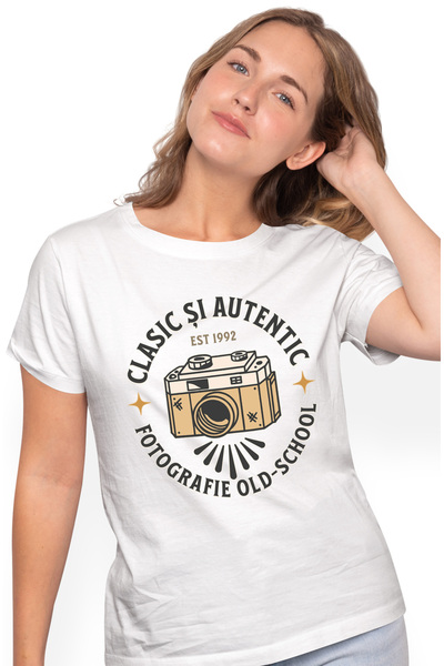 StoryGift Romania Tricou Femei clasic si autentic fotografie old school vinti...