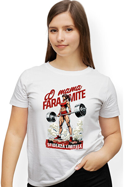 StoryGift Romania Tricou Femei Mama fara limite ridicand greutate gym cu impr...