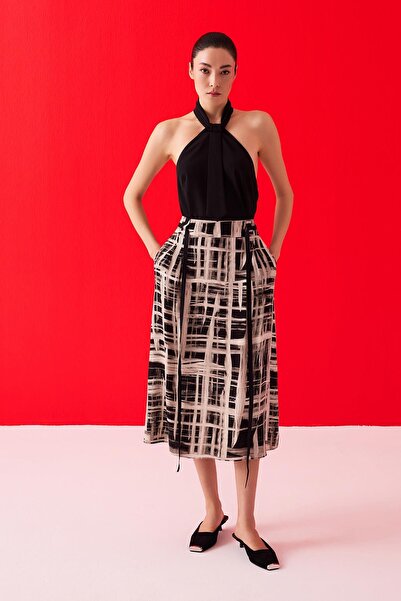 Jus De Pommes SİYAH BEYAZ ÇİZGİLİ MİDİ ETEK