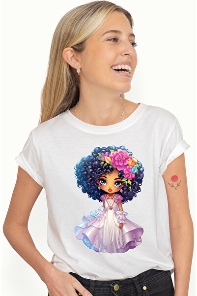StoryGift Romania Tricou Femei cu o fata de culoare in rochie de mireasa, ilu...