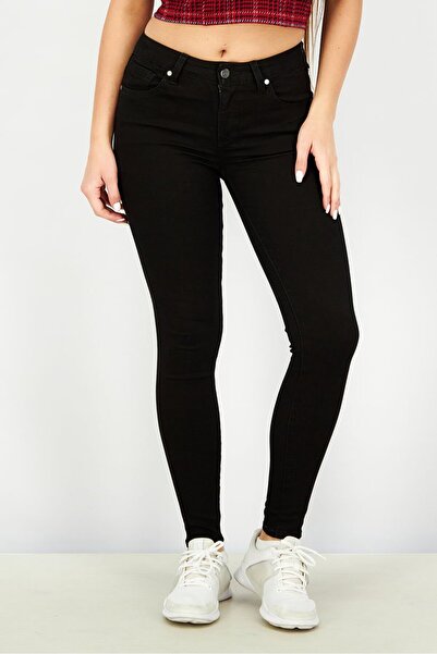 Guess Women Skinny Fit Plain Non,Stretchable Denim Jeans, Black