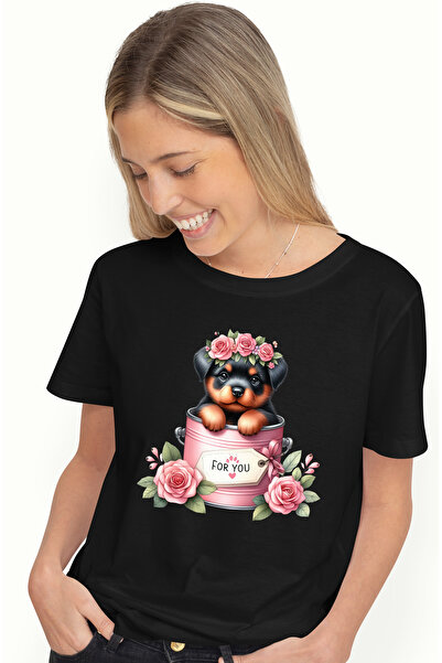 StoryGift Romania Tricou Femei cu un catelus Rottweiler care iese dintr-o con...