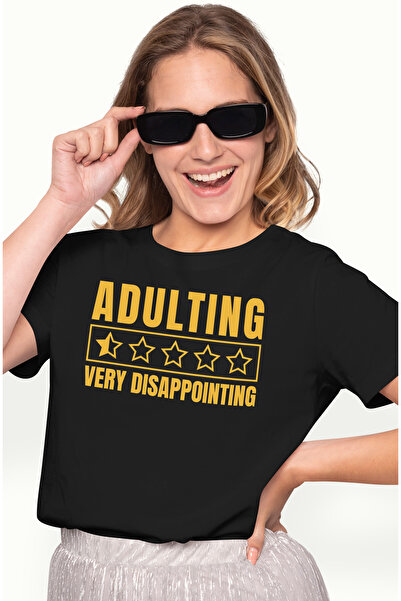 StoryGift Romania Tricou Femei Cu Text Adulting Very Disappointing, Jumatate ...