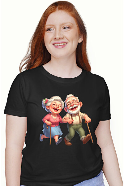 StoryGift Romania Tricou Femei cu o bunicuta si un bunic care rad de nu mai p...