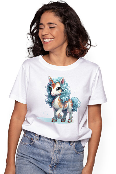 StoryGift Romania Tricou Femei cu un unicorn cu simboluri aurii pe corp, ilus...