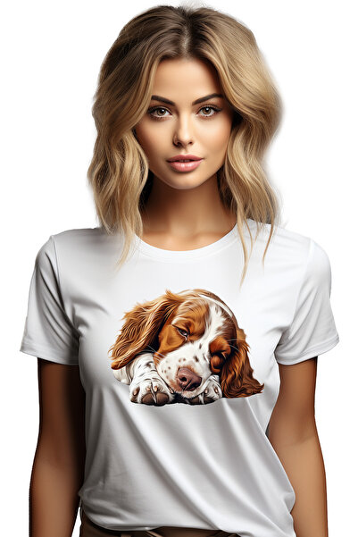 StoryGift Romania Tricou Femei cu un catel aproape adormit, ilustratie, somno...