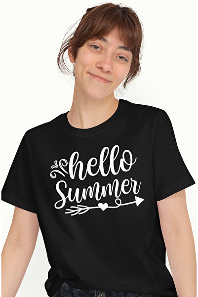 StoryGift Romania Tricou Femei cu textul "Hello, summer" - buna vara inimioar...