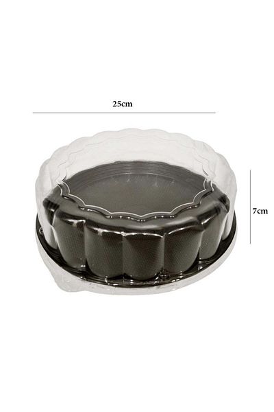 Generic حافظة كيك بلاستيك دائرية مع غطاء شفاف 25 سم