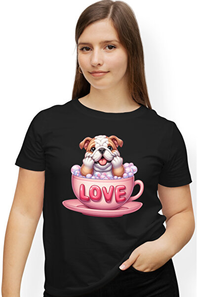 StoryGift Romania Tricou Femei cu un catel vesel, ilustratie, sta intr-o ceas...