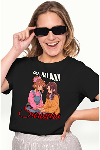 StoryGift Romania Tricou Femei Cele Mai bune Prietene Text Cea Mai Buna Surio...