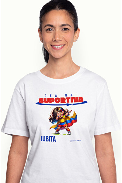 StoryGift Romania Tricou Femei Cea Mai Suportiva Iubita Fan nr 1 cu imprimeu ...