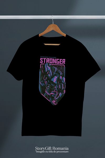 StoryGift Romania Tricou Femei Cu Robot Mov Stand In Picioare, Inteligenta Artificiala, Tehnologie BLK_XL